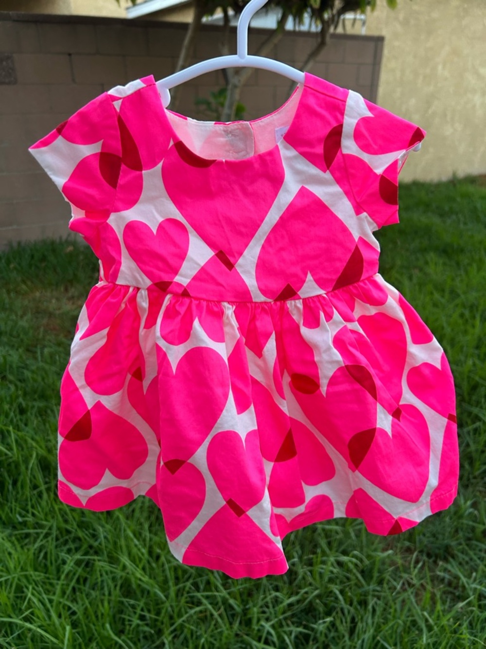 The Children's Place Pink and White Heart Print Casual Dress